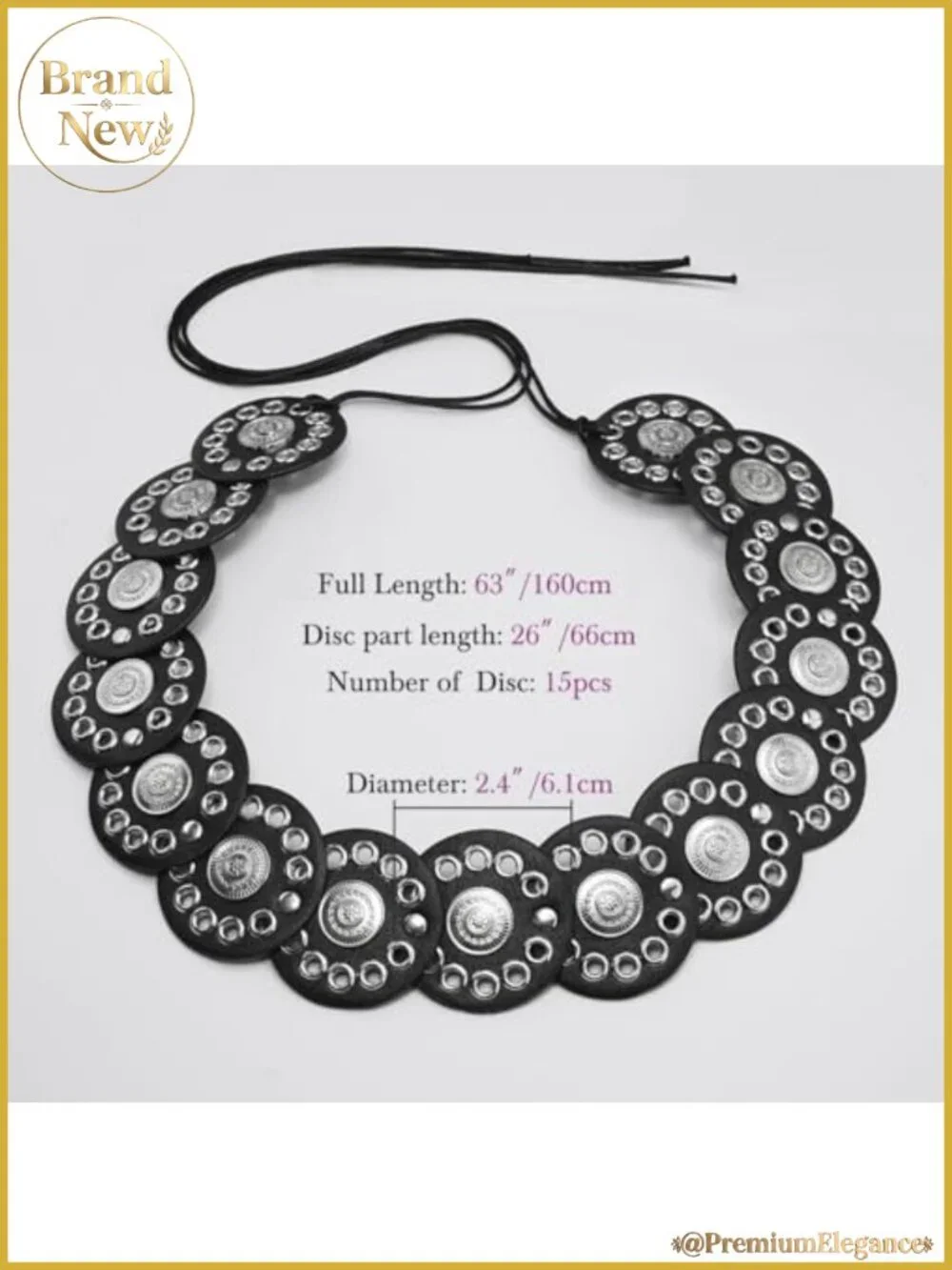 Western Disc Belt Cotton Rope Faux Leather Tie Closure Boho